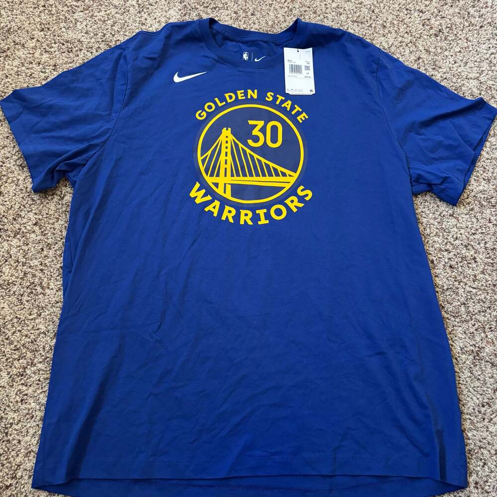 **NWT**Nike Golden State Warriors Steph Curry Blue T-Shirt Adult XL (Men's L) NB